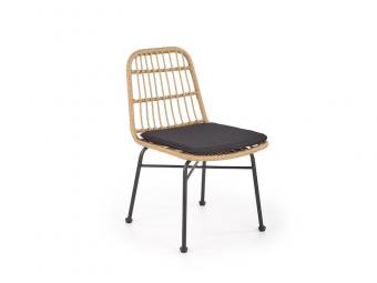 Halmar meble K-401 szék - fekete/natur rattan/sötét szürke Kerti bútor