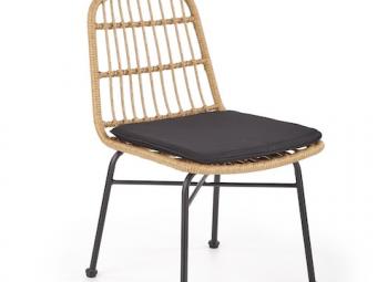 Halmar meble K-401 szék - fekete/natur rattan/sötét szürke Kerti bútor