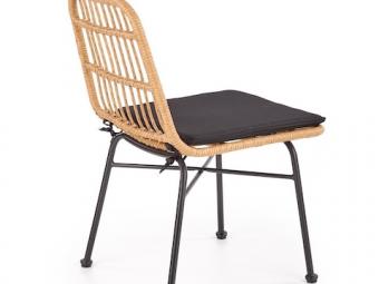 Halmar meble K-401 szék - fekete/natur rattan/sötét szürke Kerti bútor
