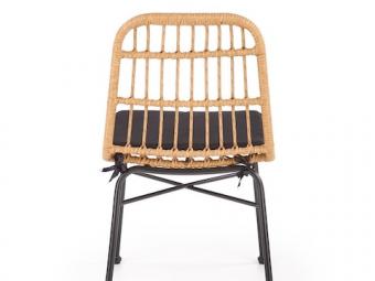 Halmar meble K-401 szék - fekete/natur rattan/sötét szürke Kerti bútor