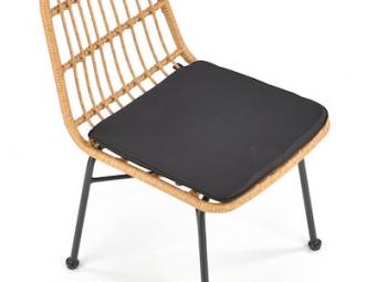 Halmar meble K-401 szék - fekete/natur rattan/sötét szürke Kerti bútor