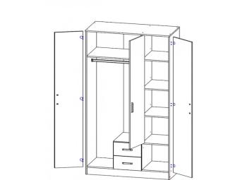 Mebelbos meble Kami SZL3D2S gardróbszekrény - artisan tölgy/keretes fehér Elemes hálószobák