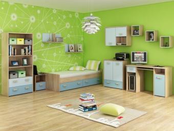 Meblocross meble Kitty szekrénysor 03 - világos sonoma tölgy/kék/világos kék Elemes ifjúsági bútorok