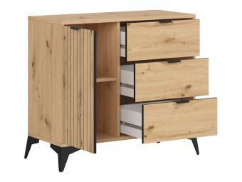 BRW Meble Lamea KOM1D3S komód - fekete/artisan tölgy Elemes nappali bútorok
