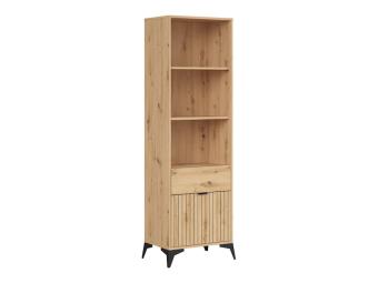 BRW Meble Lamea REG1D1S nyitott szekrény - fekete/artisan tölgy Elemes nappali bútorok