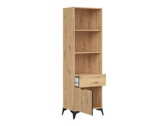 BRW Meble Lamea REG1D1S nyitott szekrény - fekete/artisan tölgy Elemes nappali bútorok