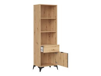 BRW Meble Lamea REG1D1S nyitott szekrény - fekete/artisan tölgy Elemes nappali bútorok