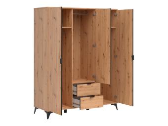 BRW Meble Lamea SZF2D2S1M gardróbszekrény - fekete/artisan tölgy Elemes nappali bútorok