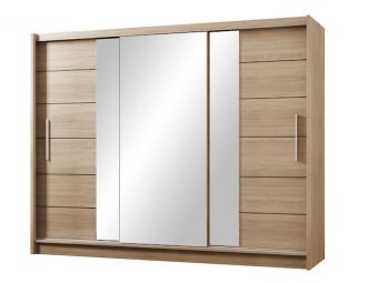 Stolar meble Lizbona 250 tolóajtós gardróbszekrény - világos sonoma tölgy Hálószoba