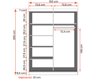Idzczak meble Lucca vista 01 tolóajtós gardróbszekrény - fehér Elemes hálószobák