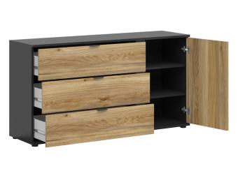 BRW Meble Luen KOM1D3S komód - fekete/mauvella tölgy/tegola tölgy Elemes nappali bútorok