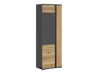 BRW Meble Luen REG2D1W vitrin - fekete/mauvella tölgy/tegola tölgy Elemes nappali bútorok