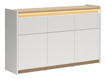 BRW Meble Luwia KOM3D3S komód - világosszürke/arles tölgy Elemes nappali bútorok
