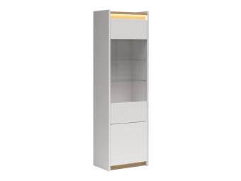 BRW Meble Luwia REG1D1W vitrin - világosszürke/arles tölgy Elemes nappali bútorok