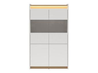 BRW Meble Luwia REG2D2W vitrin - világosszürke/arles tölgy Elemes nappali bútorok