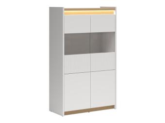 BRW Meble Luwia REG2D2W vitrin - világosszürke/arles tölgy Elemes nappali bútorok