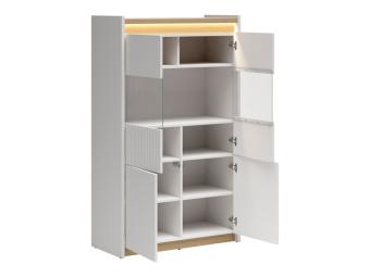 BRW Meble Luwia REG2D2W vitrin - világosszürke/arles tölgy Elemes nappali bútorok