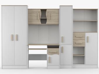 Idzczak meble Macius szekrénysor - fehér/világos sonoma tölgy/világos sonoma tölgy Ifjúsági bútor