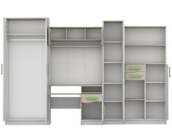 Idzczak meble Macius szekrénysor - fehér/világos sonoma tölgy/világos sonoma tölgy Ifjúsági bútor