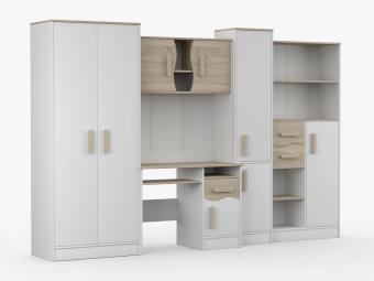 Idzczak meble Macius szekrénysor - fehér/világos sonoma tölgy/világos sonoma tölgy Ifjúsági bútor