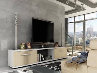 Ankon Meble Malton RTV TV állvány - fehér/világos sonoma tölgy Nappali