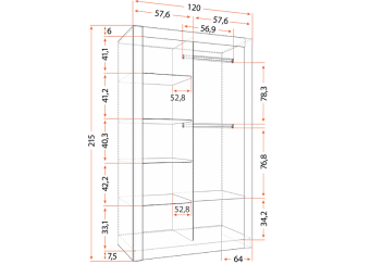 Idzczak meble Milan lion 120 tolóajtós gardróbszekrény - sötét szürke Elemes hálószobák