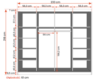 Idzczak meble Multi 31/233 tolóajtós gardróbszekrény - sötét szürke/fényes fekete Hálószoba