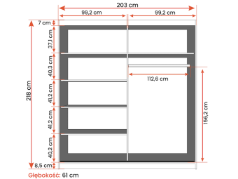 Idzczak meble Multi 35/203A tolóajtós gardróbszekrény - világos sonoma tölgy/fényes fehér Hálószoba