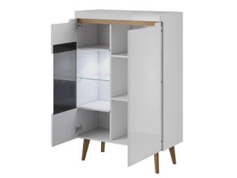Piaski meble Nordi NWT90 vitrin - riviera tölgy/fehér/fényes fehér Elemes nappali bútorok