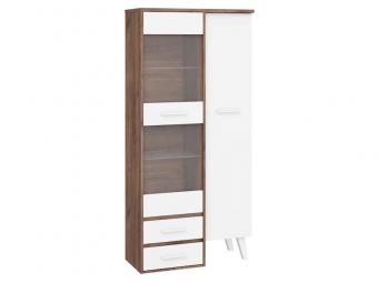 Meblocross meble Nordis NOR-17 vitrines szekrény - craft tobaco/fehér Elemes nappali bútorok