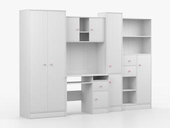 Idzczak meble Olaf 09 szekrénysor - fehér/rózsaszín Elemes ifjúsági bútorok