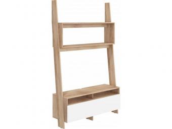 Meblocross meble Rack RAC-09 TV állvány - világos sonoma tölgy/fényes fehér Elemes nappali bútorok