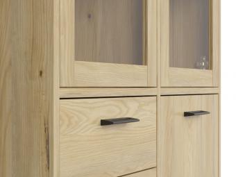 BRW Meble Ramla REG1D2W3S vitrin - hegyi kőris/fekete Elemes nappali bútorok