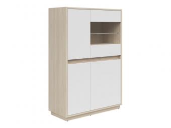 BRW Meble Kim REG3D1W vitrin - világos riva tölgy/fehér Elemes nappali bútorok