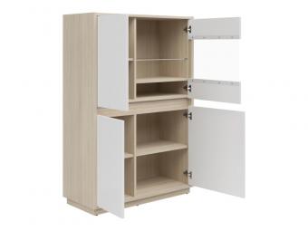 BRW Meble Kim REG3D1W vitrin - világos riva tölgy/fehér Elemes nappali bútorok