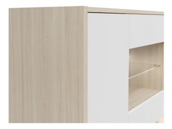 BRW Meble Kim REG3D1W vitrin - világos riva tölgy/fehér Elemes nappali bútorok