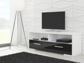 Meblocross meble Roma TV állvány - fehér/fényes fekete Nappali