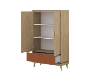 Helvetia meble Scandi 38 polcos szekrény - olajos tölgy/tégla vörös Elemes ifjúsági bútorok