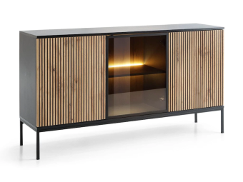 Piaski meble Sento K154 komód - fekete/wotan tölgy Elemes nappali bútorok