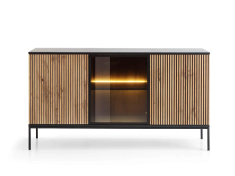 Piaski meble Sento K154 komód - fekete/wotan tölgy Elemes nappali bútorok