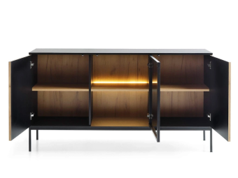 Piaski meble Sento K154 komód - fekete/wotan tölgy Elemes nappali bútorok