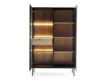 Piaski meble Sento WTSZ104 vitrin - fekete/wotan tölgy Elemes nappali bútorok