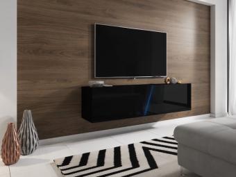 Renar meble Slant 160 TV állvány+led - fekete/fényes fekete Nappali