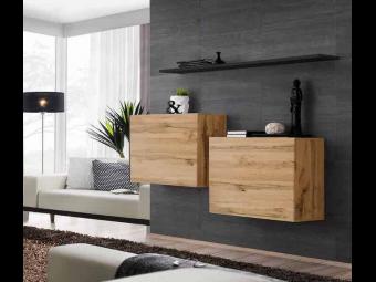 Asm meble Switch SB-01 szekrénysor  - wotan tölgy/fekete/fényes fekete Elemes nappali bútorok