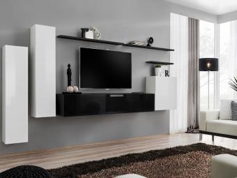 Asm meble Switch Z-01 szekrénysor  - fehér/fényes fehér/fekete/fényes fekete Elemes nappali bútorok