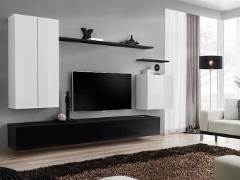 Asm meble Switch Z-02 szekrénysor  - fehér/fényes fehér/fekete/fényes fekete Elemes nappali bútorok