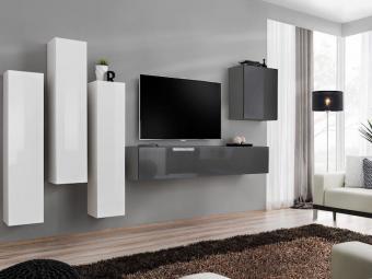 Asm meble Switch Z-03 szekrénysor  - fehér/fényes fehér/grafit/fényes grafit Elemes nappali bútorok
