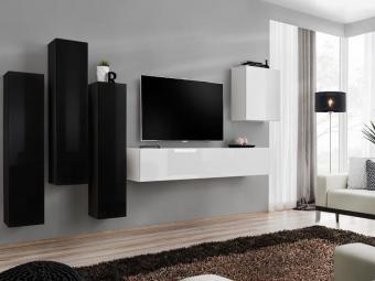 Asm meble Switch Z-03 szekrénysor  - fekete/fényes fekete/fehér/fényes fehér Elemes nappali bútorok
