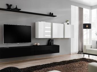 Asm meble Switch Z-07 szekrénysor  - fehér/fényes fehér/fekete/fényes fekete Elemes nappali bútorok