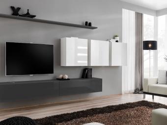 Asm meble Switch Z-07 szekrénysor  - fehér/fényes fehér/grafit/fényes grafit Elemes nappali bútorok